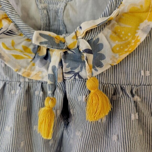Tahari Baby Ruffled Sundress Blue White Stripe White Cotton Petticoat 3-6Mo - Picture 6 of 10
